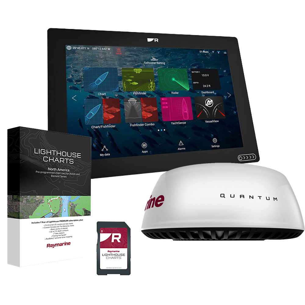 RAYMARINE AXIOM+ 12 RV RADAR BUNDLE QUANTUM 10M CABLES