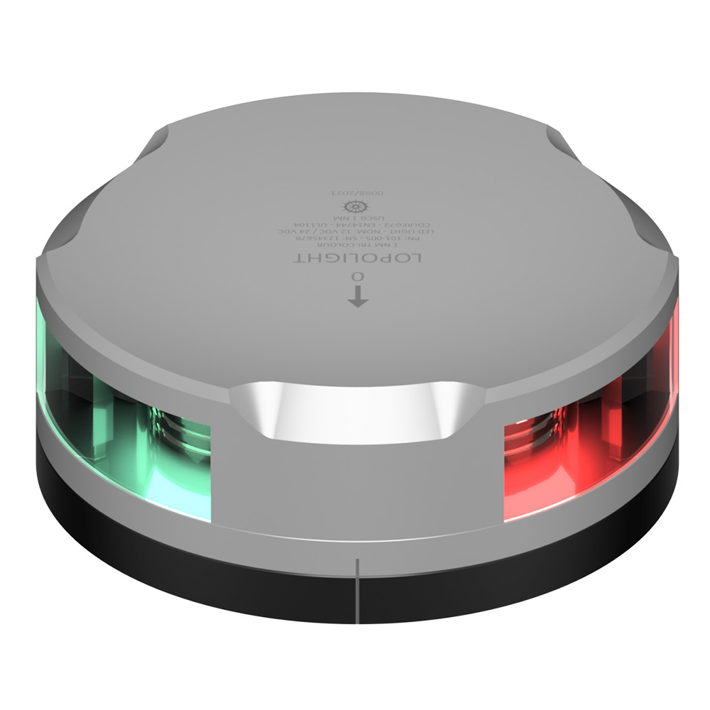 LOPOLIGHT TRI-COLOR NAV LIGHT 1NM SILVER HOUSING FB BASE
