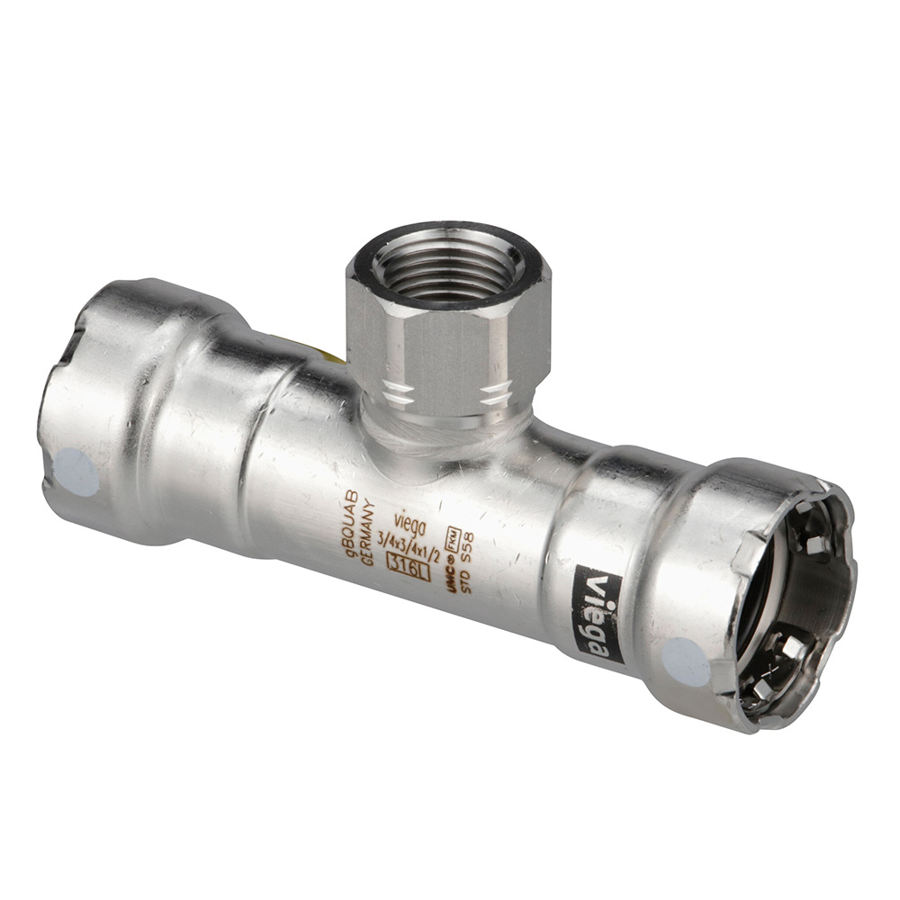 VIEGA MEGAPRESS 316 FKM TEE W/ FPT - 2" X 2" X 1" (FPT)