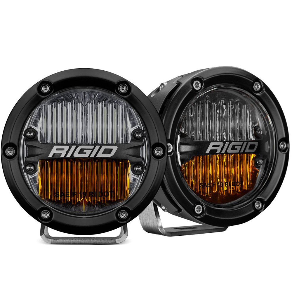 RIGID 360 SERIES 4 INCH SAE FOG BEAM YELLOW/WHITE PAIR