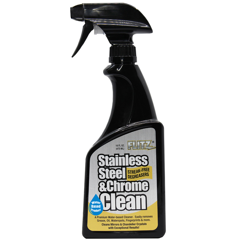 FLITZ STAINLESS STEEL & CHROME CLEANER WITH DEGREASER 16OZ