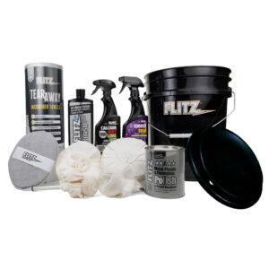 FLITZ 5 GALLON BLACK BUCKET  DETAILERS KIT