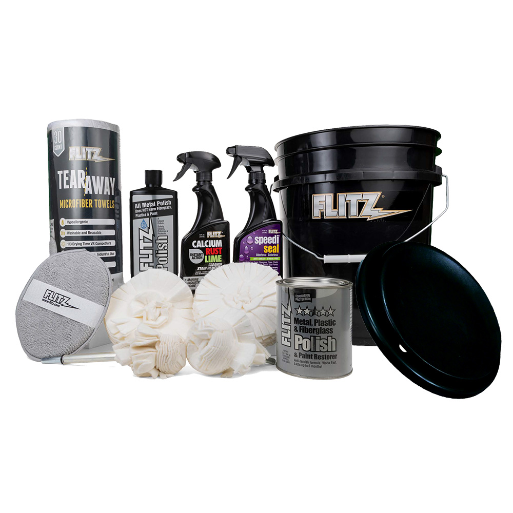 FLITZ 5 GALLON BLACK BUCKET  DETAILERS KIT