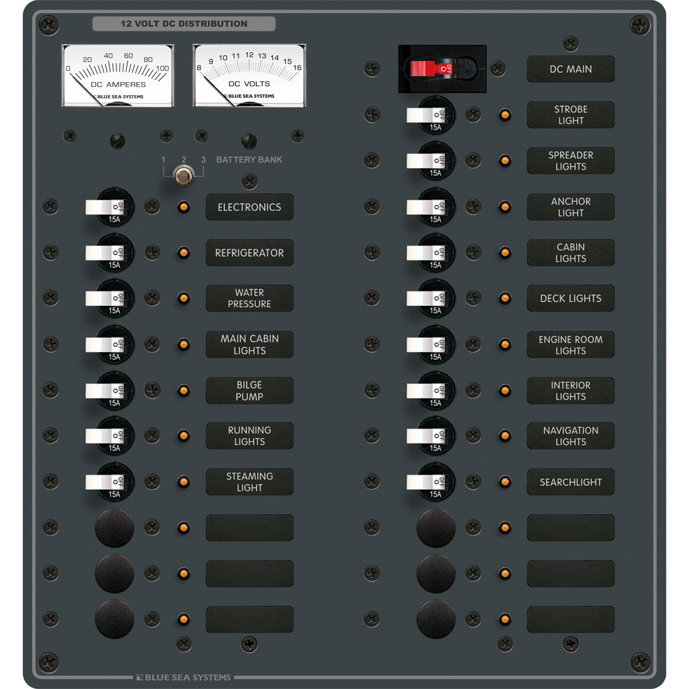 BLUE SEA 8380 BREAKER PANEL DC 22 POS MAIN