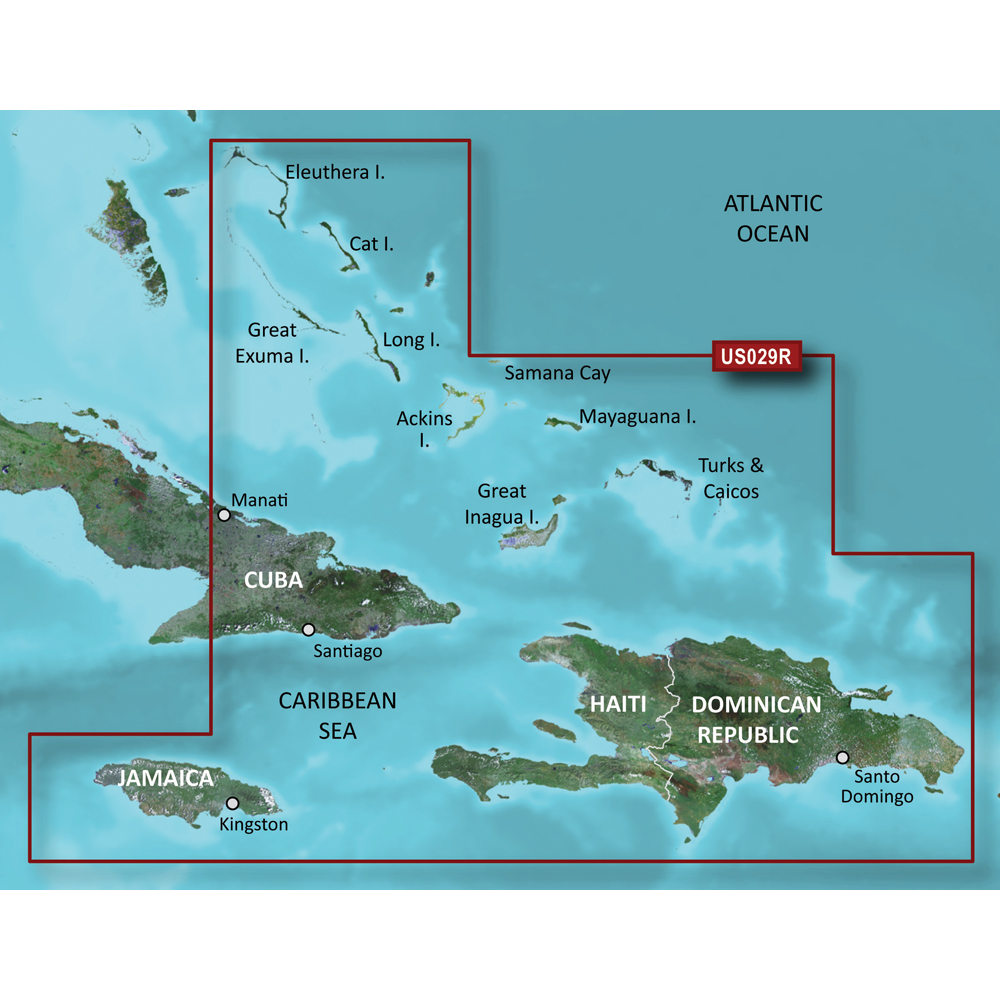 GARMIN VUS029R SOUTHERN  BAHAMAS BLUECHART G3 VISION