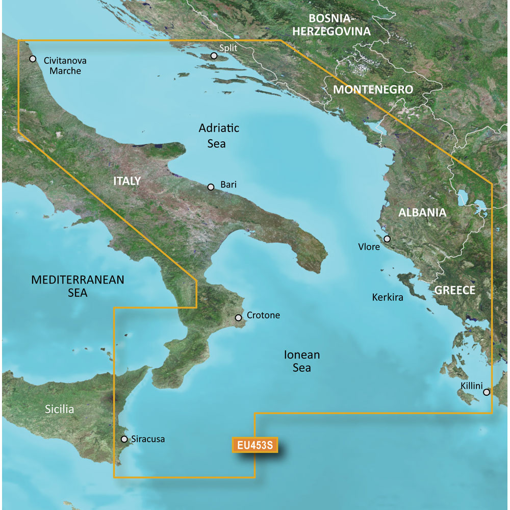 GARMIN VEU453S ADRIATIC SEA SOUTH COAST BLUECHART G3