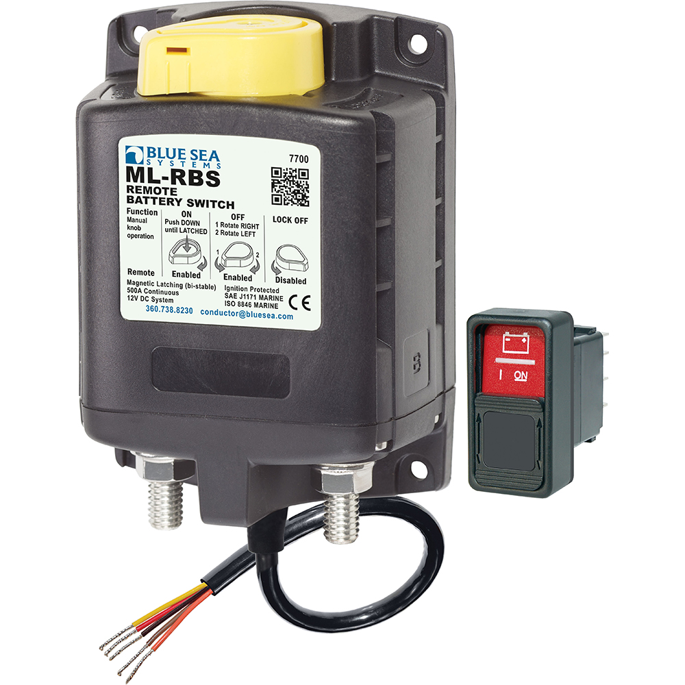 BLUE SEA 7700 ML SOLENOID 12V 500A WITH MANUAL CONTROL
