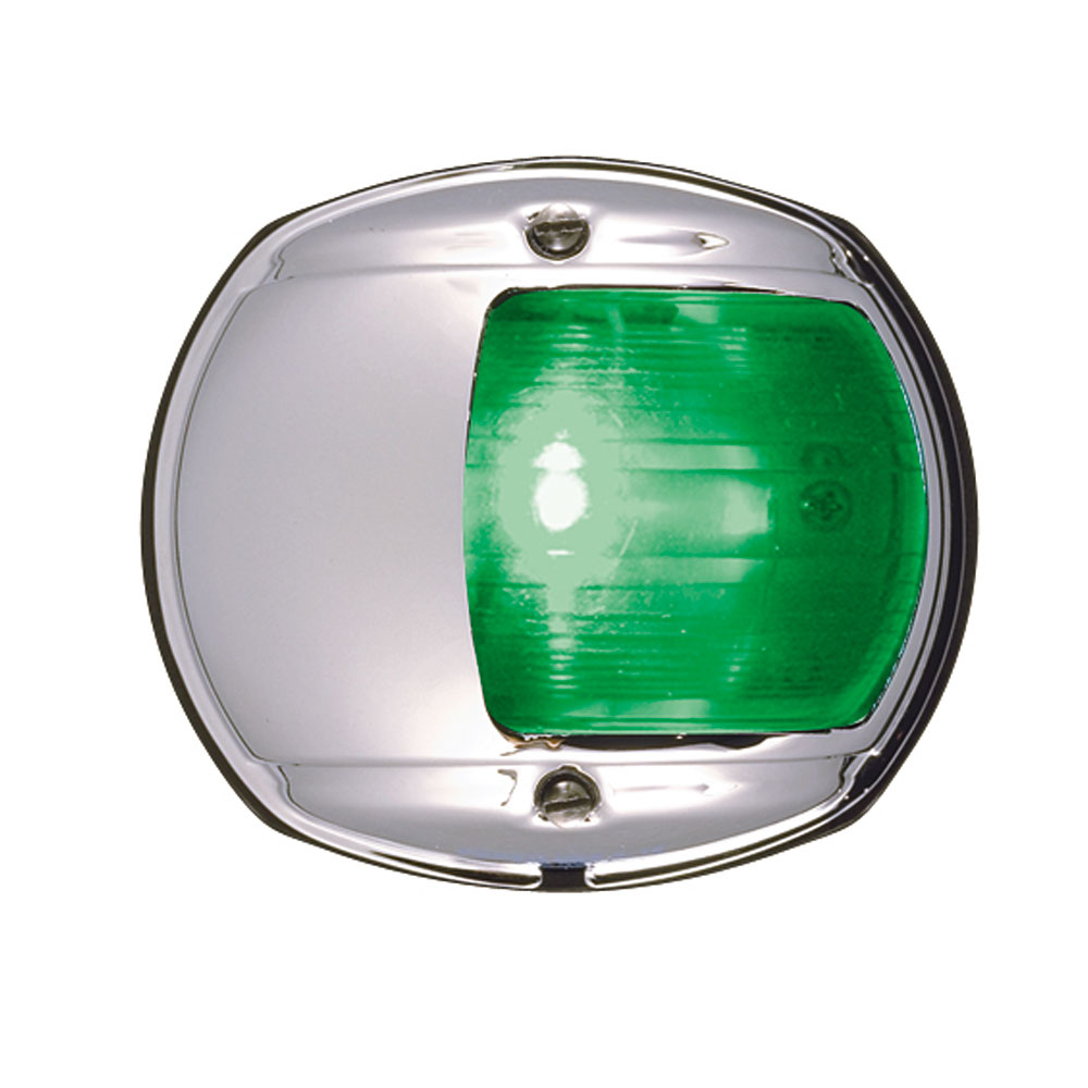 PERKO LED SIDE LIGHT 12V GREEN W/ CHROME PLATED BRASS