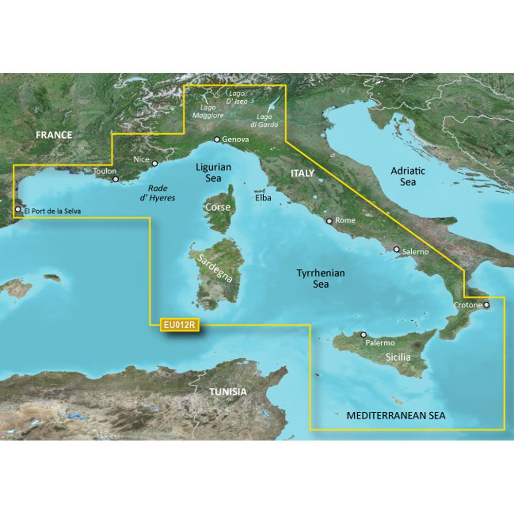 GARMIN BLUECHART G3 HXEU012R ITALY WEST COAST MICROSD &