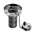 WHITECAP GAS HOSE DECK FILL W/ SPLASH GUARD W/ CHAIN 1-1/2"