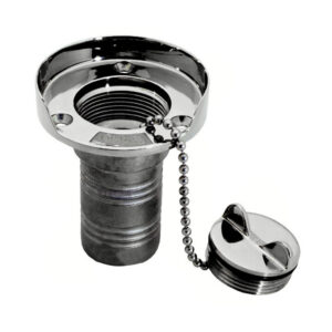 WHITECAP GAS HOSE DECK FILL W/ SPLASH GUARD W/ CHAIN 1-1/2"