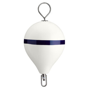 POLYFORM CM MOORING BUOY W/SS IRON 17" DIAMETER WHITE BLUE