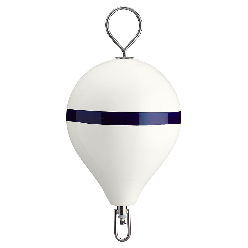 POLYFORM CM MOORING BUOY W/SS IRON 17" DIAMETER WHITE BLUE
