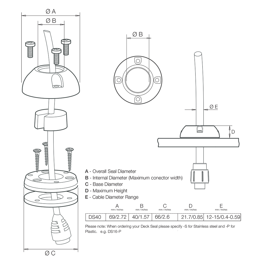 SCANSTRUT LARGE DECK SEAL SS FOR CONNECTORS UP TO 1.57" - Image 2