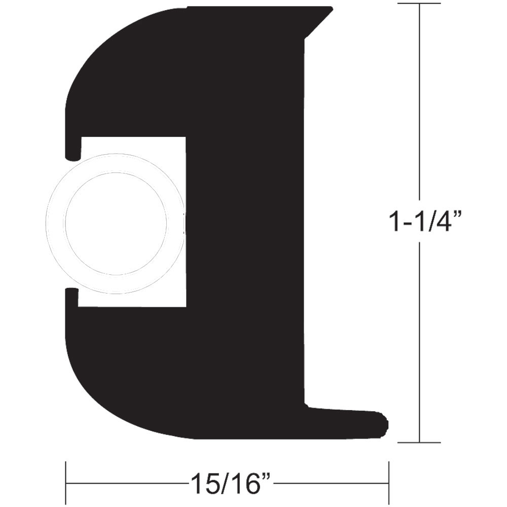 TACO FLEX VINYL RUB RAIL KIT 1 1/4" BLACK W/WHITE INSERT