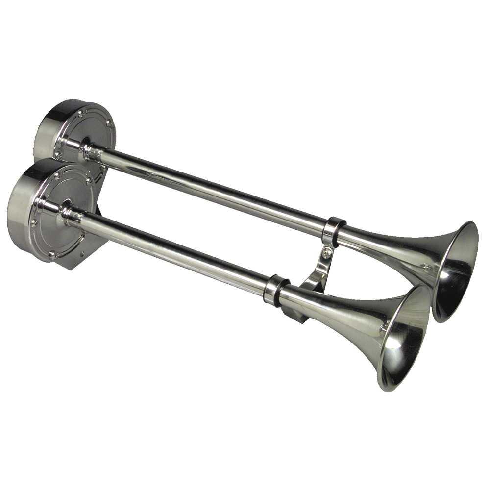 SCHMITT MARINE DELUXE SS DUAL TRUMPET HORN 24V