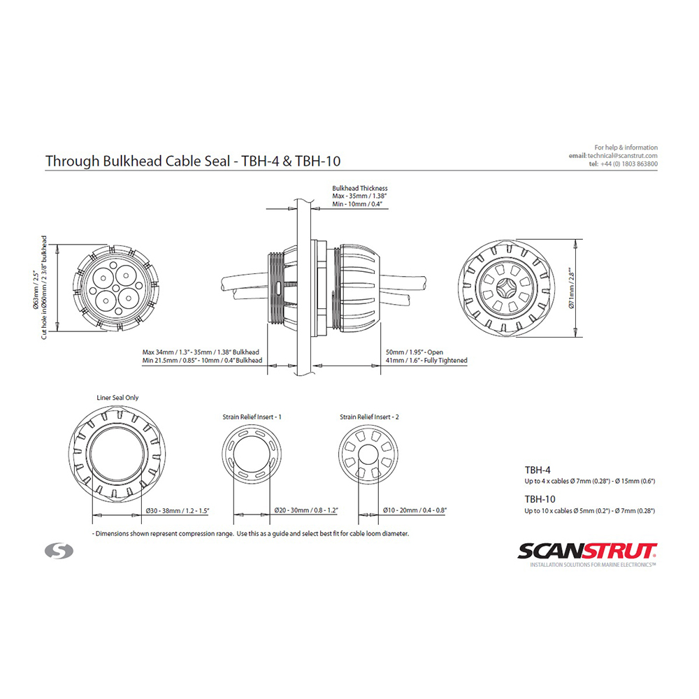 SCANSTRUT THROUGH-BULKHEAD SEAL FOR FOUR 16MM CABLES - Image 4