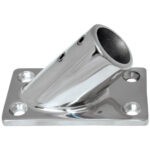 WHITECAP 7/8" OD 45 DEGREE RECTANGLE BASE SS RAIL FITTING