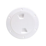 BECKSON 4" SMOOTH CENTER SCREW OUT DECK PLATE WHITE 4.5" CUT