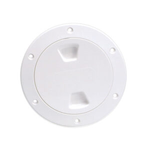 BECKSON 4" SMOOTH CENTER SCREW OUT DECK PLATE WHITE 4.5" CUT