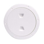 BECKSON 6" NON-SKID SCREW OUT DECK PLATE WHITE 6.5" CUTOUT