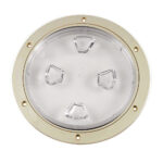 BECKSON 8" CLEAR CENTER SCREW OUT DECK PLATE BEIGE 8.5" CUT