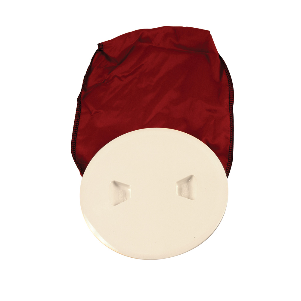 BECKSON 5" STOWAWAY DECK PLATE BEIGE W/ 12" BAG 5.5" CUTOUT