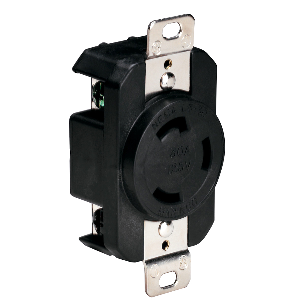MARINCO 305CRRB 125V 30 AMP LOCKING RECEPTACLE BLACK