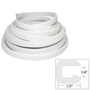 TACO FLEXIBLE VINYL TRIM 1/4" OPENING X 1/2" WHITE 25'
