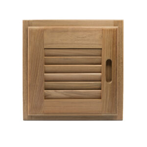 WHITECAP TEAK LOUVERED DOOR & FRAME 12" X 12" RIGHT HAND