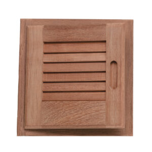 WHITECAP TEAK LOUVERED DOOR &  FRAME 12" X 12" LEFT HAND