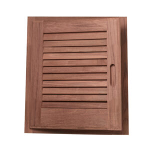 WHITECAP TEAK LOUVERED DOOR & FRAME 15" X 15" LEFT HAND