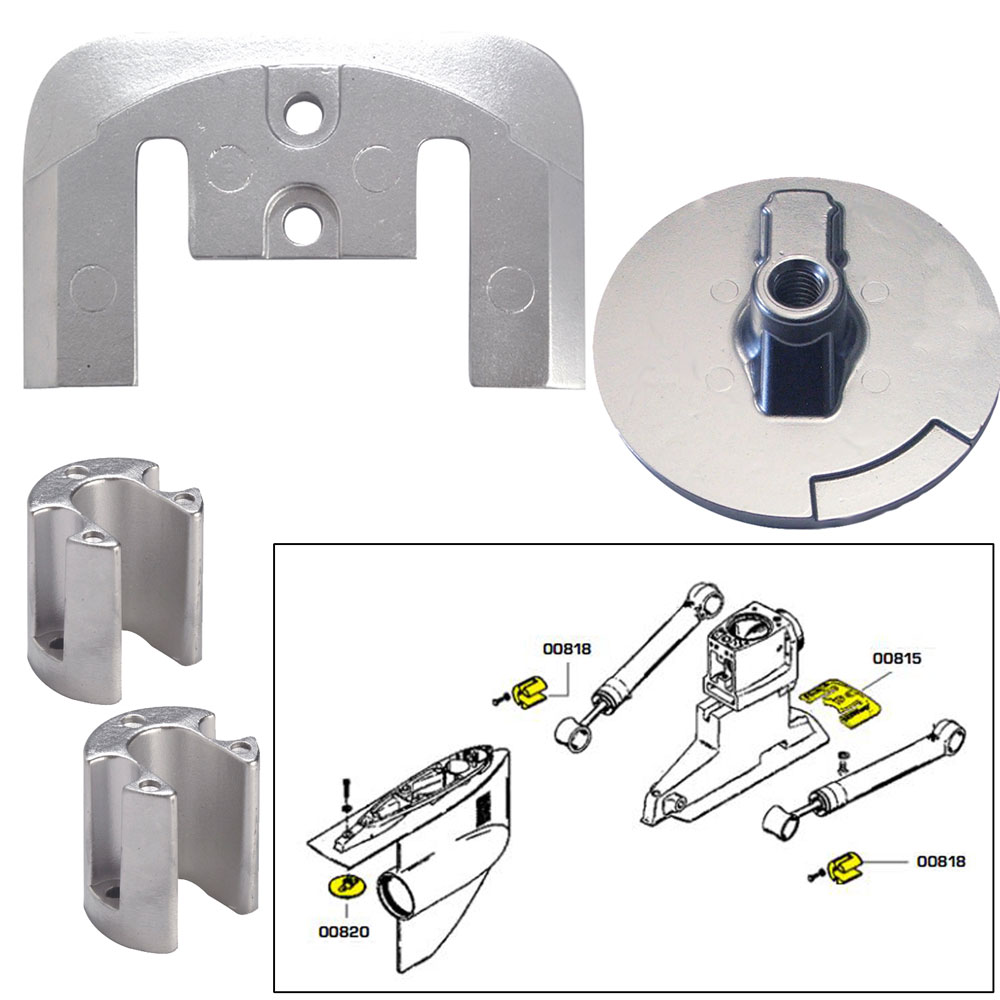 TECNOSEAL ANODE KIT MERC BRAVO 2 3 W/ HARDWARE ZINC POLYBAG