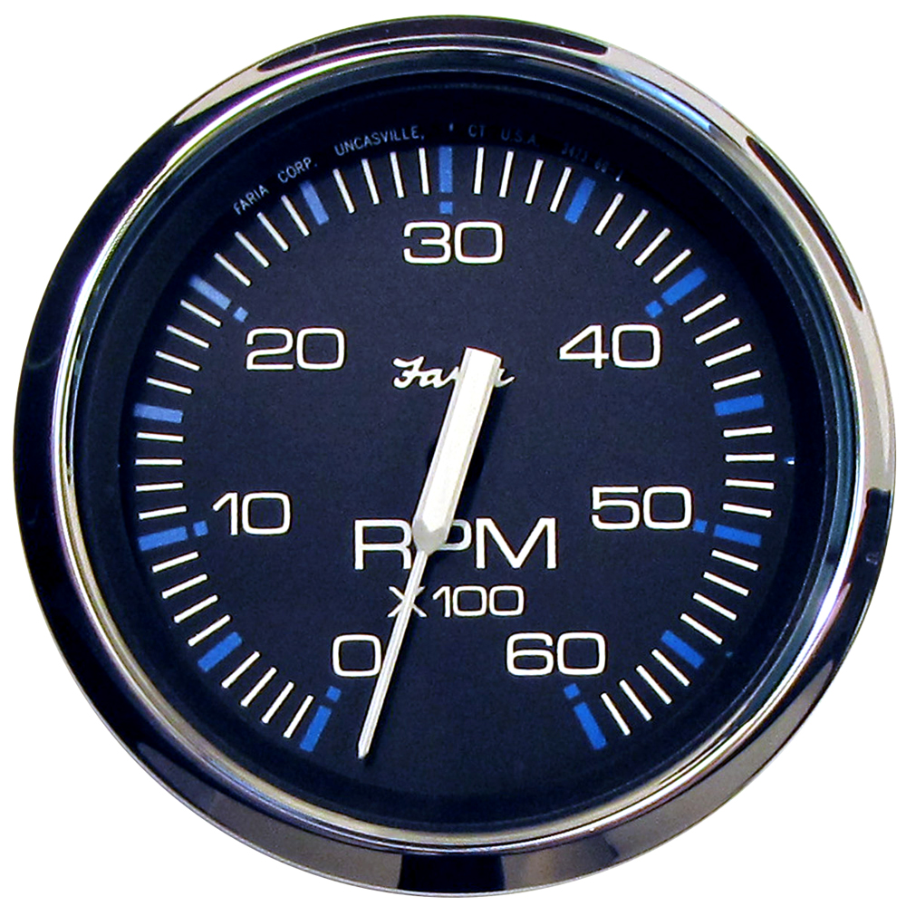 FARIA CHESAPEAKE BLACK 4" TACHOMETER 6000 RPM GAS
