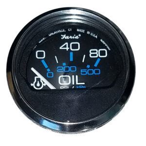 FARIA CHESAPEAKE BLACK 2" OIL PRESSURE GAUGE 80 PSI