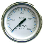 FARIA CHESAPEAKE WHITE SS 4" TACHOMETER 4000 RPM DIESEL