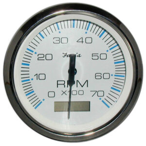 FARIA CHESAPEAKE WHITE SS 4" TACHOMETER HOURMETER 7000 RPM
