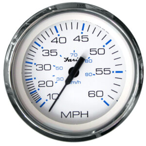 FARIA CHESAPEAKE WHITE SS 4" SPEEDOMETER 60MPH (PITOT)