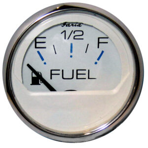 FARIA CHESAPEAKE WHITE SS 2" FUEL LEVEL GAUGE (E-1/2-F)