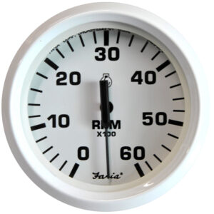 FARIA DRESS WHITE 4" TACHOMETER 6000 RPM GAS