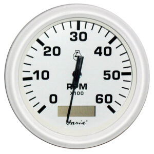FARIA DRESS WHITE 4" TACHOMETER HOURMETER 6000 RPM