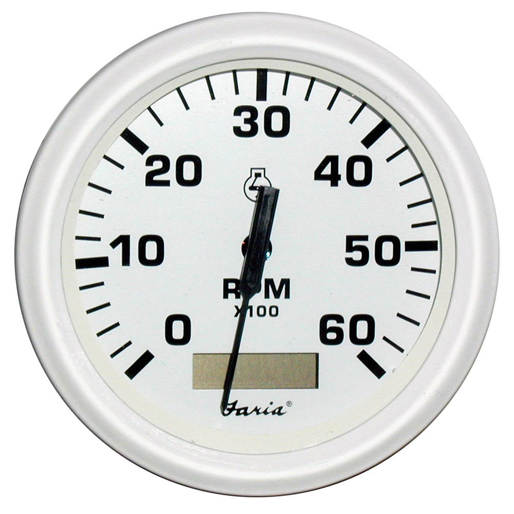 FARIA DRESS WHITE 4" TACHOMETER HOURMETER 6000 RPM