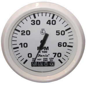 FARIA DRESS WHITE 4" TACHOMETER W/ SYSTEMCHECK GAS