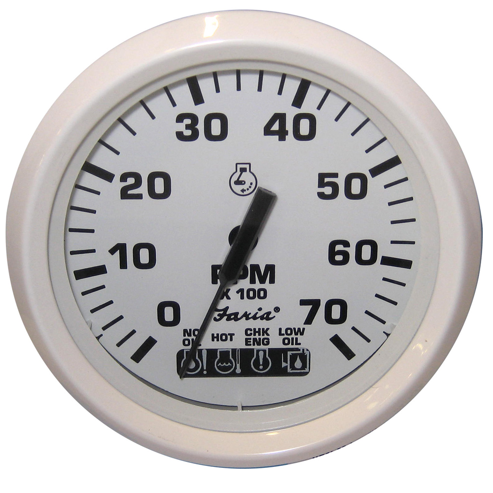 FARIA DRESS WHITE 4" TACHOMETER W/ SYSTEMCHECK GAS