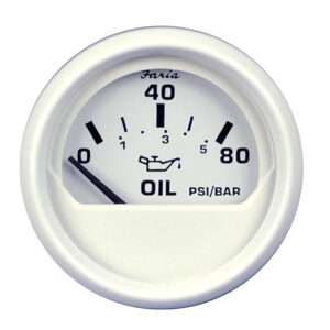 FARIA DRESS WHITE 2" OIL PRESSURE GAUGE 80 PSI