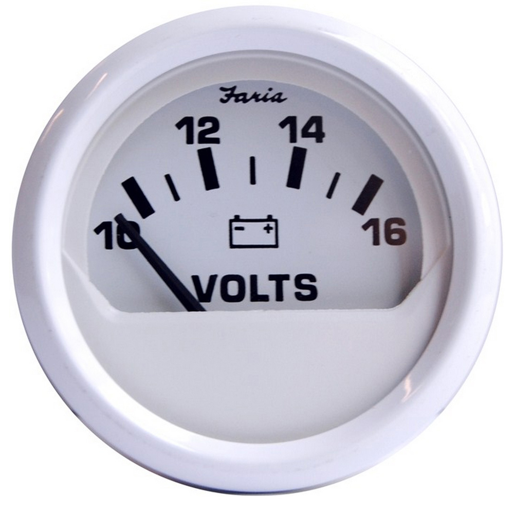 FARIA DRESS WHITE 2" VOLTMETER 10-16VDC