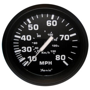 FARIA EURO BLACK 4" SPEEDOMETER 80MPH MECHANICAL