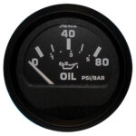 FARIA EURO BLACK 2" OIL PRESSURE GAUGE 80 PSI