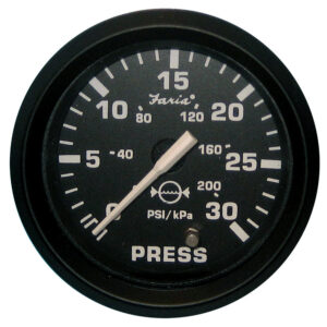 FARIA EURO BLACK 2" WATER PRESSURE GAUGE 30PSI
