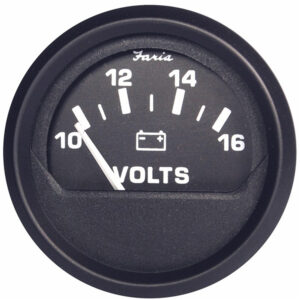 FARIA EURO BLACK 2" VOLTMETER 10-16VDC